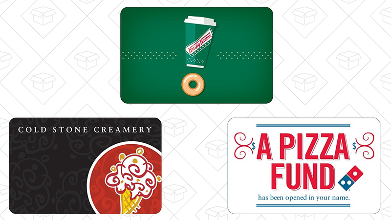 $50 Cold Stone Creamery Gift Card, $40 with code COLD10 | $50 Krispy Kreme Gift Card, $40 with code DONUT10 | $50 Domino’s Gift Card, $40 with code PIZZA10